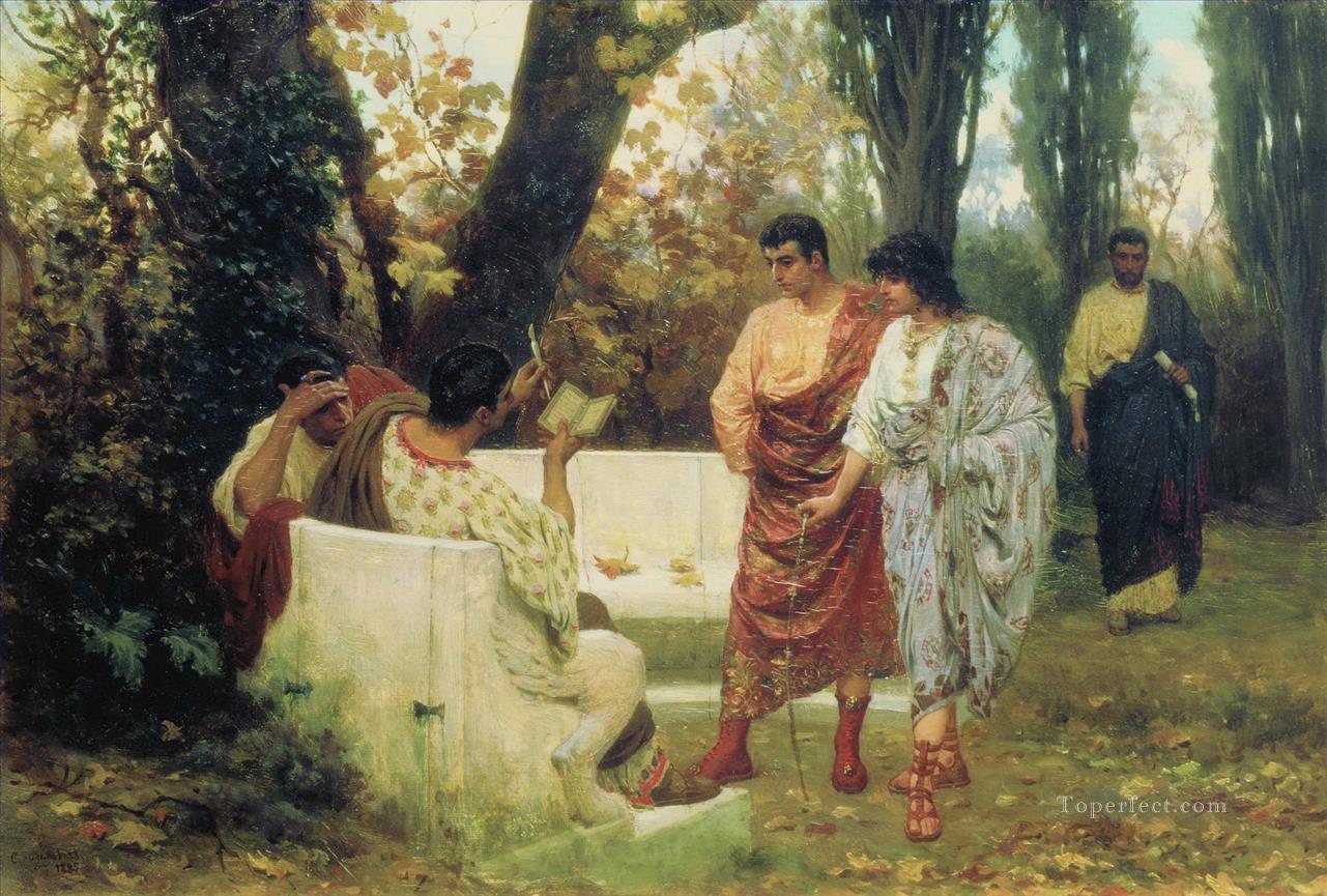 Catullus Reading His Poems to Friends Stephan Bakalowicz Ancient Rome Oil Paintings